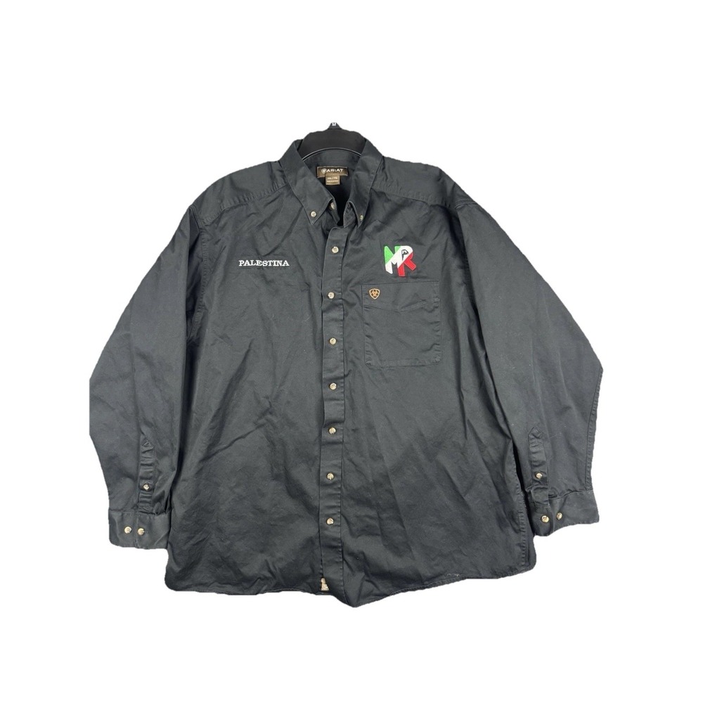 Ariat Mexico Men's 2XL Team Logo Twill Black Long Sleeve Shirt Button Down